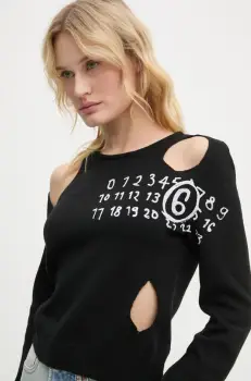 MM6 Maison Margiela pulover de lana femei, culoarea negru, light, S62NH0034.M13071 imagine