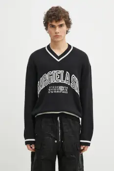 MM6 Maison Margiela pulover din amestec de lana barbati, culoarea negru, SH0HN0002 imagine