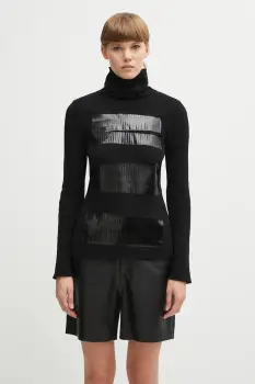 MM6 Maison Margiela pulover din amestec de lana culoarea negru, light, cu guler, S62HA0095.M13196.900S imagine