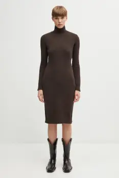 MM6 Maison Margiela rochie cu lana culoarea maro, midi, drept, S62DD0054.M13187.144 imagine