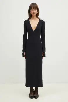 MM6 Maison Margiela rochie culoarea negru, maxi, mulata, S52DG0026 imagine