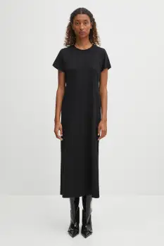 MM6 Maison Margiela rochie din bumbac culoarea negru, midi, evazati, S52DD0068.M20050.900 imagine