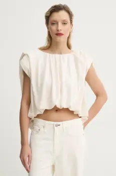 MMC STUDIO bluza femei, culoarea bej, cu imprimeu, BLINK.TOP imagine