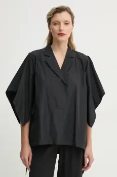 MMC STUDIO bluza femei, culoarea negru, neted, MINA imagine