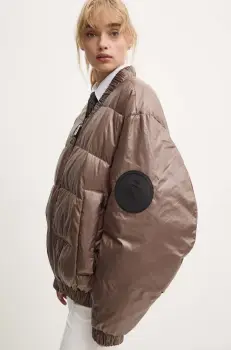 MMC STUDIO geaca bomber de puf PL femei, culoarea maro, de iarna, oversize, LUKA imagine