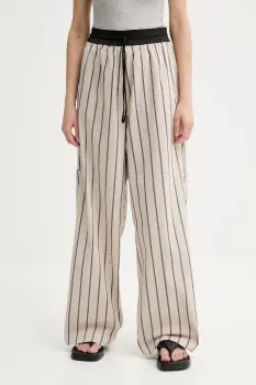 MMC STUDIO pantaloni culoarea bej, drept, high waist, NABIL.NEO imagine