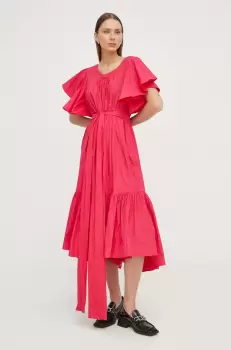 MMC STUDIO rochie culoarea roz, midi, evazati imagine