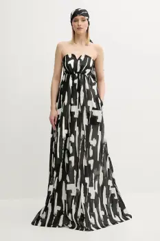 MMC STUDIO rochie din bumbac culoarea negru, maxi, evazati, EXOTIC imagine