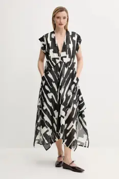 MMC STUDIO rochie din bumbac culoarea negru, midi, oversize, TROPIC imagine