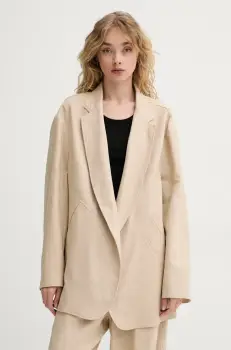 MMC STUDIO sacou culoarea bej, desfacut, uni, LINEN imagine