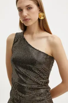 Morgan bluza BSHOK femei, culoarea auriu, cu imprimeu, BSHOK imagine