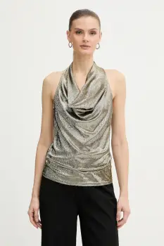 Morgan bluza culoarea auriu, uni, DREA imagine