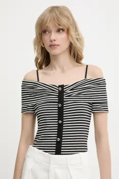 Morgan bluza culoarea negru, modelator, DROPEZ imagine