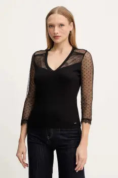 Morgan bluza culoarea negru, uni, THAISA imagine