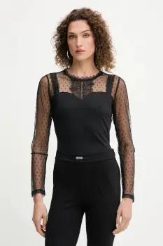 Morgan bluza culoarea negru, uni, TIPO imagine