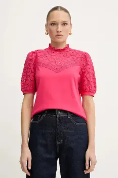 Morgan bluza din bumbac culoarea roz, uni, DULIE imagine