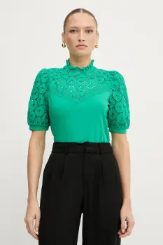 Morgan bluza din bumbac culoarea verde, uni, DULIE imagine