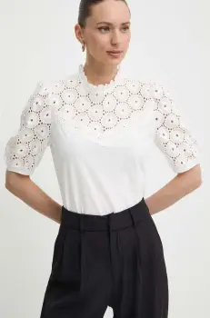 Morgan bluza din bumbac DULIE femei, culoarea bej, neted, DULIE imagine