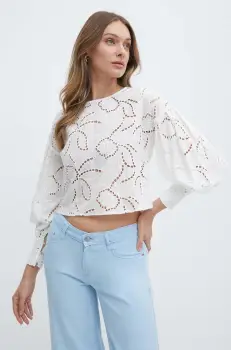 Morgan bluza din bumbac OSIA femei, culoarea alb, neted, OSIA imagine