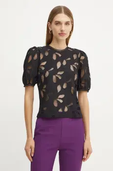 Morgan bluza DROUL femei, culoarea negru, in modele florale, DROUL imagine