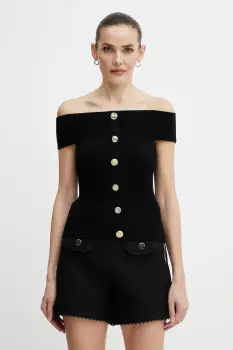 Morgan bluza MDONA culoarea negru, neted, MDONA imagine