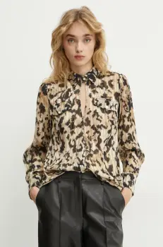 Morgan bluza OLOV.F femei, culoarea bej, cu imprimeu, OLOV.F imagine