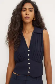 Morgan bluza OPLI femei, culoarea albastru marin, neted, OPLI imagine