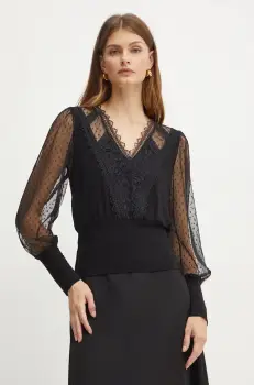 Morgan bluza TAGADA femei, culoarea negru, modelator, TAGADA imagine