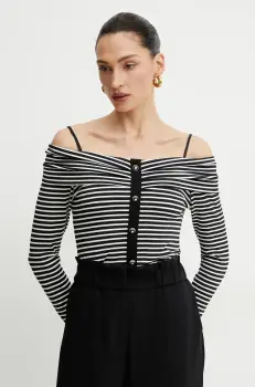 Morgan bluza TROPEZ femei, culoarea negru, modelator, TROPEZ imagine