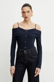 Morgan bluza TROPEZA femei, culoarea albastru marin, neted, TROPEZA imagine