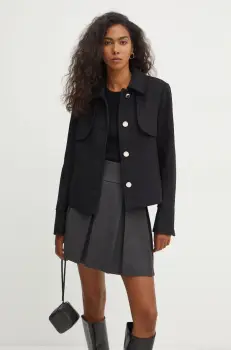 Morgan geaca din amestec de lana GMIM culoarea negru, de tranzitie, GMIM imagine