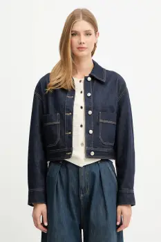 Morgan geaca jeans culoarea bleumarin, de tranzitie, oversize, GADZA imagine