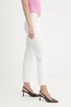 Morgan pantaloni culoarea alb, fason tigareta, medium waist, PKY.F imagine