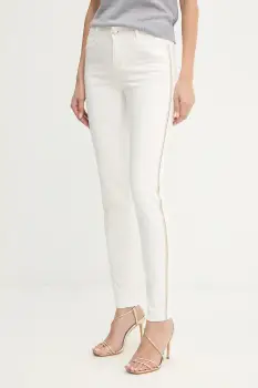 Morgan pantaloni culoarea alb, mulata, medium waist imagine