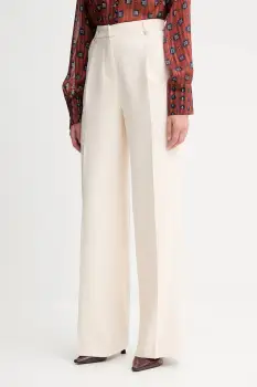 Morgan pantaloni culoarea bej, drept, high waist, PAKA.F imagine