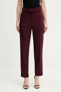 Morgan pantaloni culoarea bordo, fason tigareta, high waist, PLUNE.F imagine