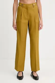 Morgan pantaloni culoarea galben, drept, high waist, PFIJA.F imagine