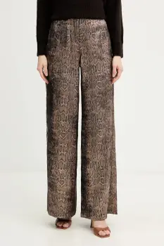 Morgan pantaloni culoarea maro, lat, high waist, PJENG.F imagine