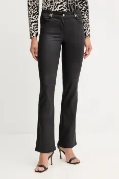 Morgan pantaloni culoarea negru, evazati, medium waist, PCURE imagine