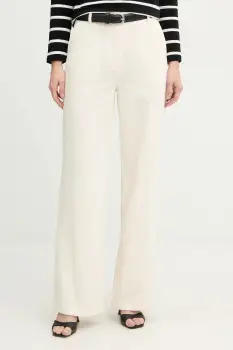 Morgan pantaloni de catifea cord culoarea bej, drept, high waist, PKENI.F imagine