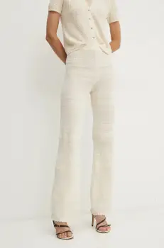 Morgan pantaloni de trening PALMA culoarea bej, neted, PALMA imagine