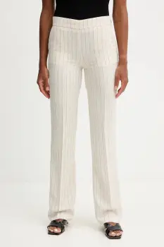 Morgan pantaloni din in culoarea bej, drept, high waist, PRIZ.F imagine