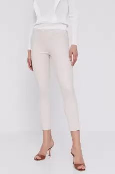 Morgan Pantaloni femei, culoarea crem, mulat, medium waist imagine
