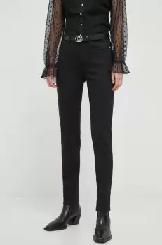 Morgan pantaloni femei, culoarea negru, drept, high waist imagine