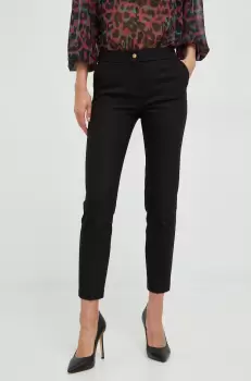 Morgan pantaloni femei, culoarea negru, drept, medium waist imagine