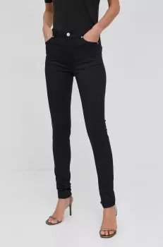 Morgan Pantaloni femei, culoarea negru, mulat, medium waist imagine