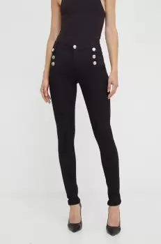 Morgan pantaloni femei, culoarea negru, mulata, medium waist imagine