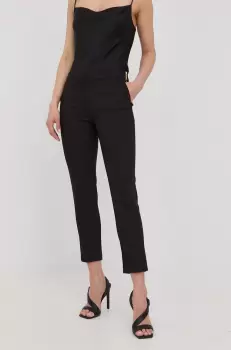Morgan pantaloni femei, culoarea negru, mulata, medium waist imagine