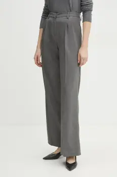 Morgan pantaloni PANIS.F femei, culoarea gri, lat, high waist, PANIS.F imagine