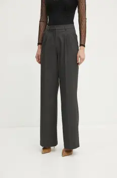 Morgan pantaloni PANNI.F femei, culoarea gri, drept, high waist, PANNI.F imagine
